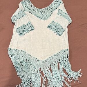 Elegant Fringe Trim Swim Coverup
